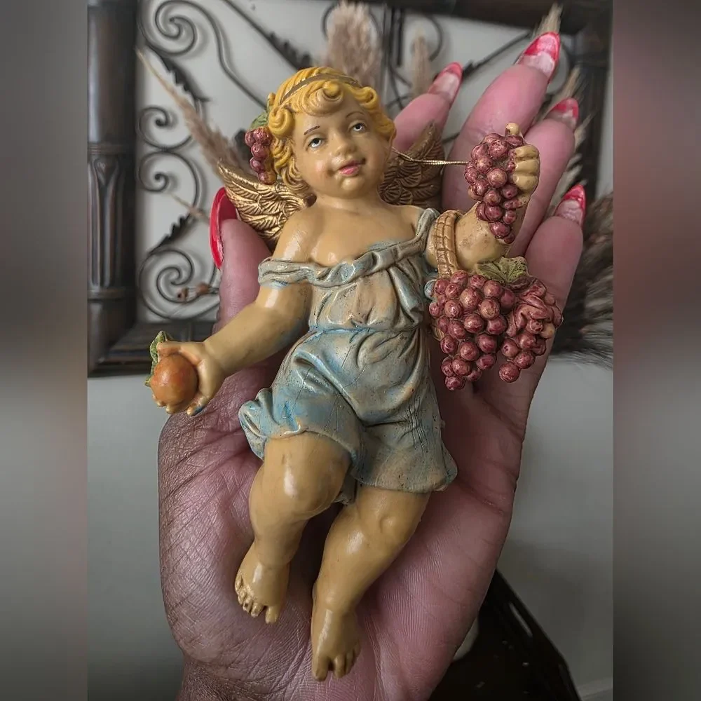 Vtg Angel Cherub Depose Italy 5' Wall Ornaments Hanging Set Of 4 135 136 137 138